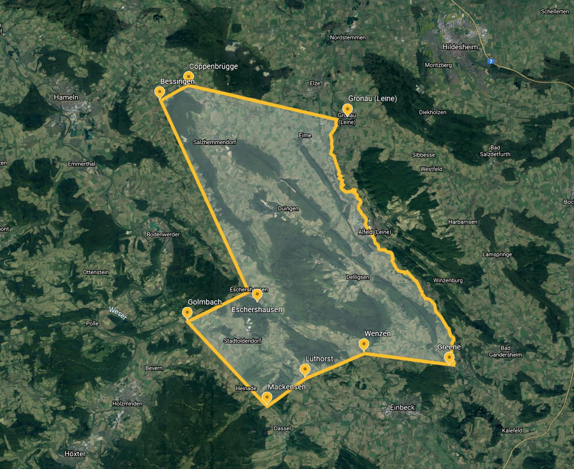 Karte des Wildbanngebietes von 1062